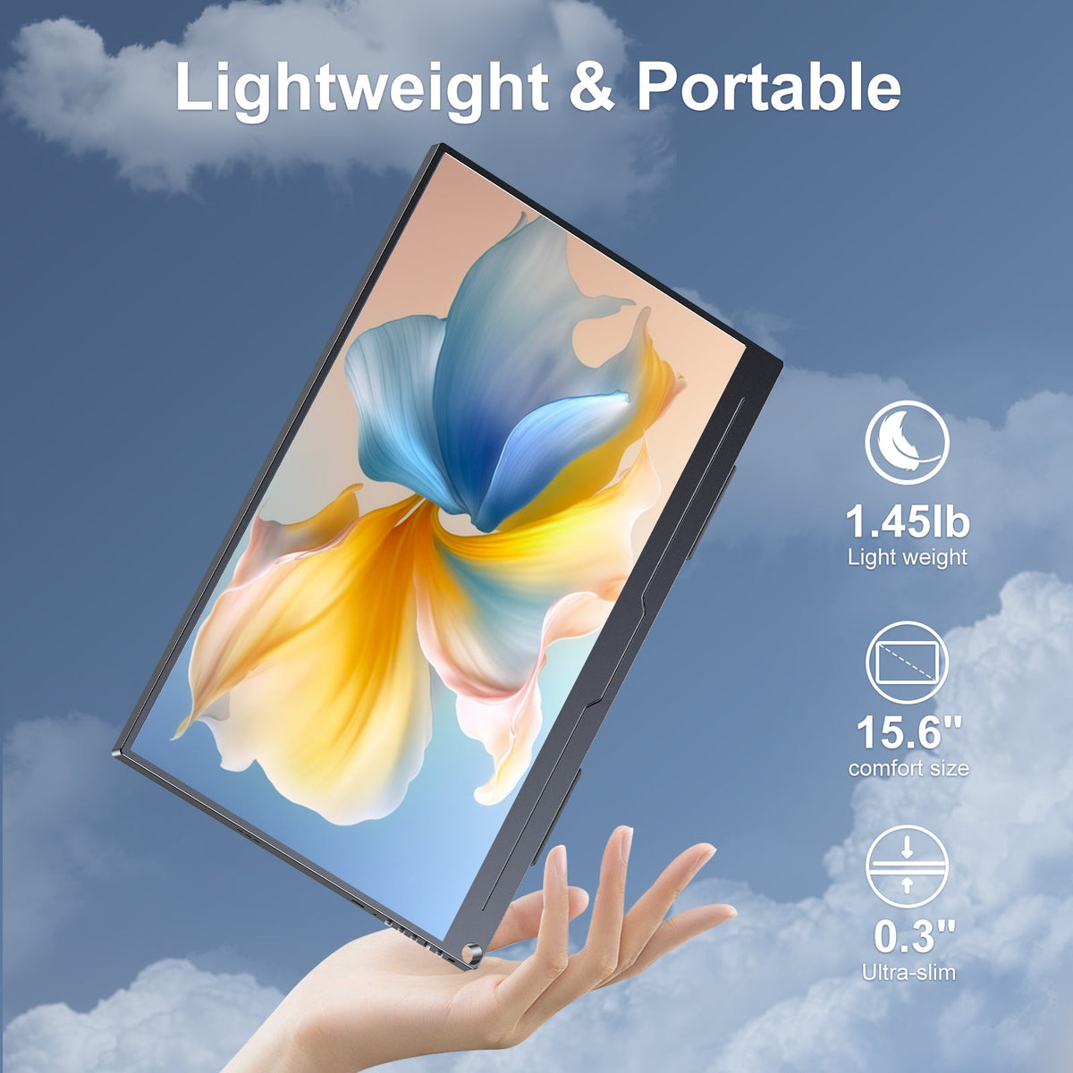 UPERFECT 15.6 Inch HDR IPS Portable Monitor, 1080P FHD USB-C HDMI, Dual Speaker Travel Screen, VESA Compatible, For Laptop PC Phone