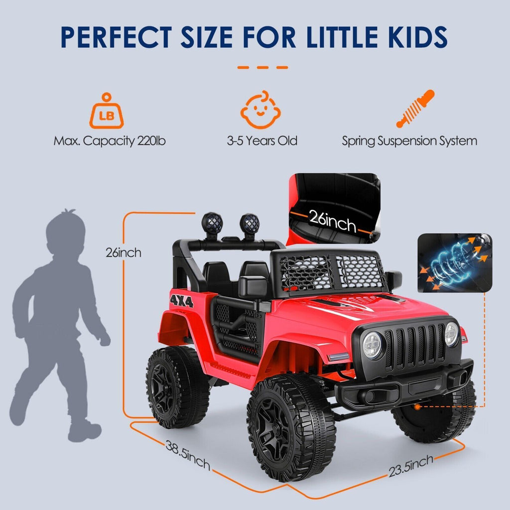 12V Electric Kids Ride On Jeep Toy Car with Remote Control - Available in 5 Colors - Perfect Gift for Children