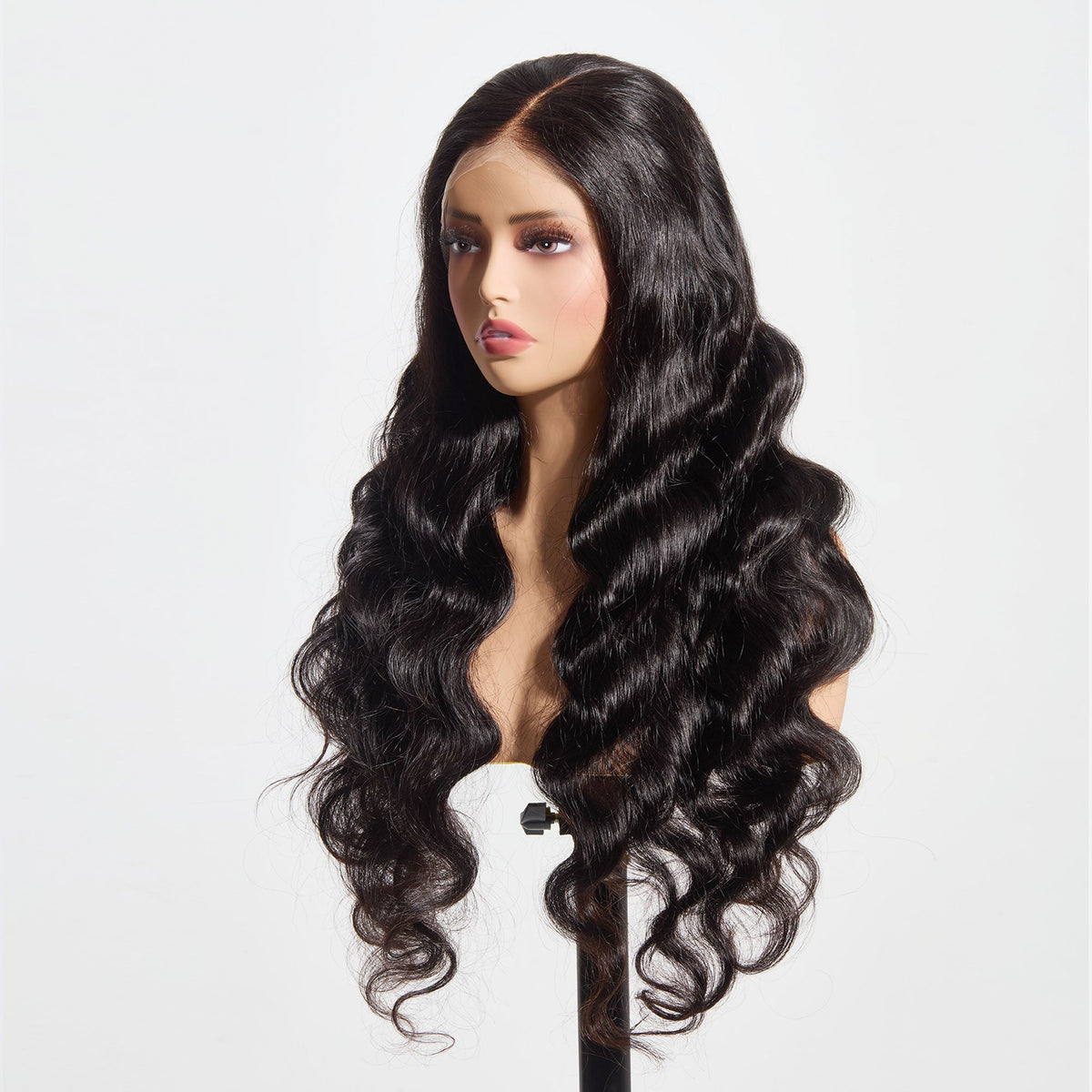 StariaHair 13"x4" Body Wave 200% Transparent Lace Frontal Wig #1B
