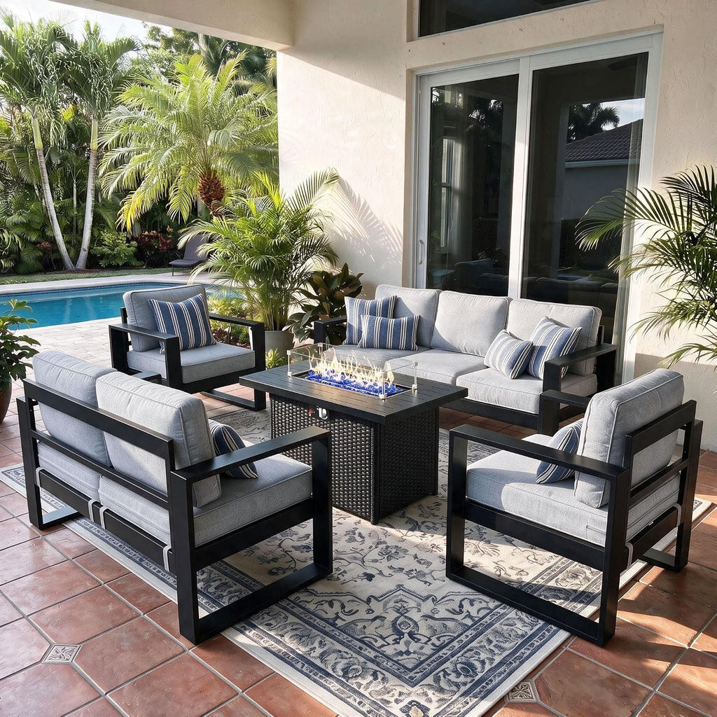 Aluminum Outdoor Conversation Furniture Fire Pit Table-0