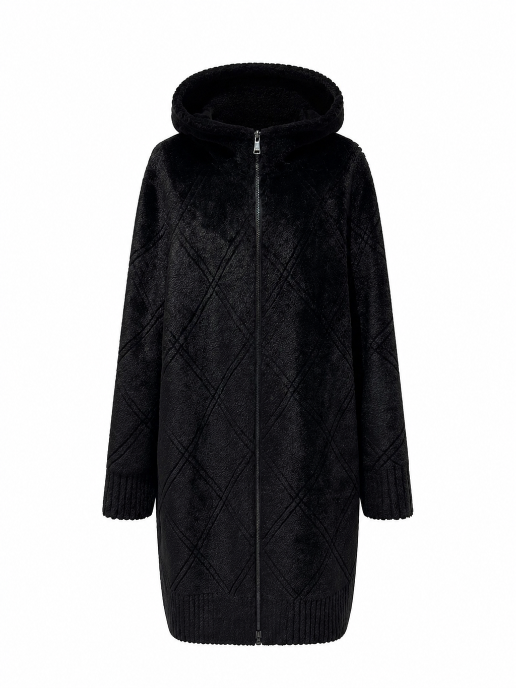 Reversible Faux Fur & Suede Coat in Black/Black