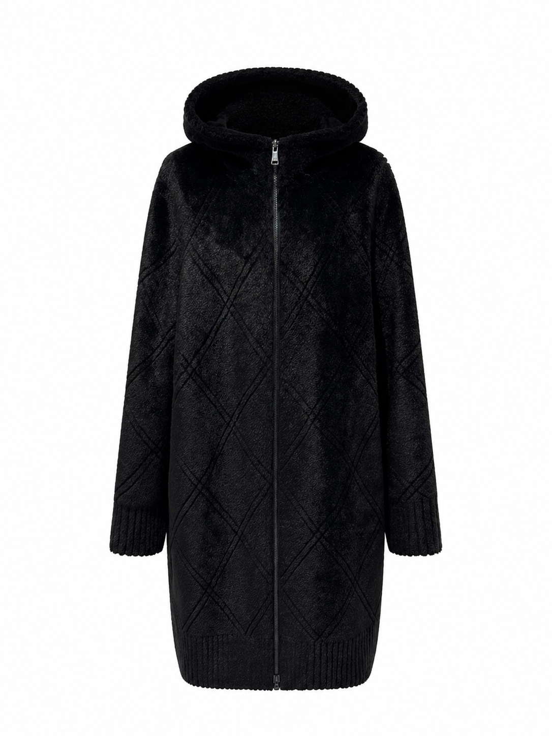Reversible Faux Fur & Suede Coat in Black/Black