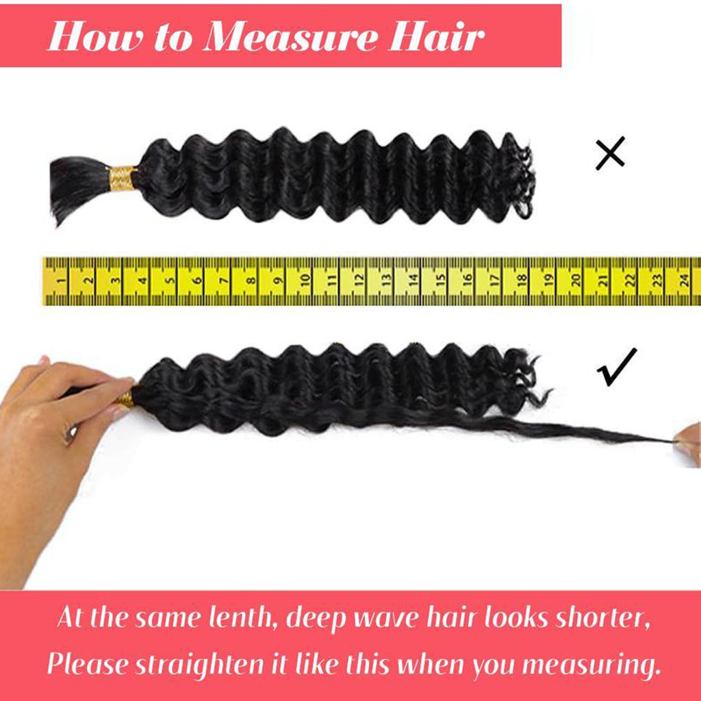StariaHair 14-24 Inch Water Wave Bulk Hair for Braiding #1B