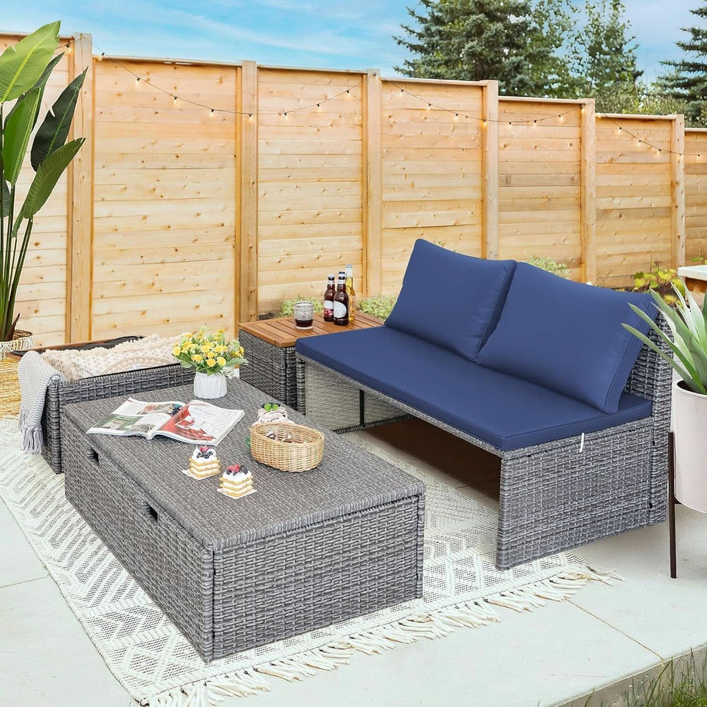 Comfortable Multifunctional Outdoor Day Bed with Side Tables-3