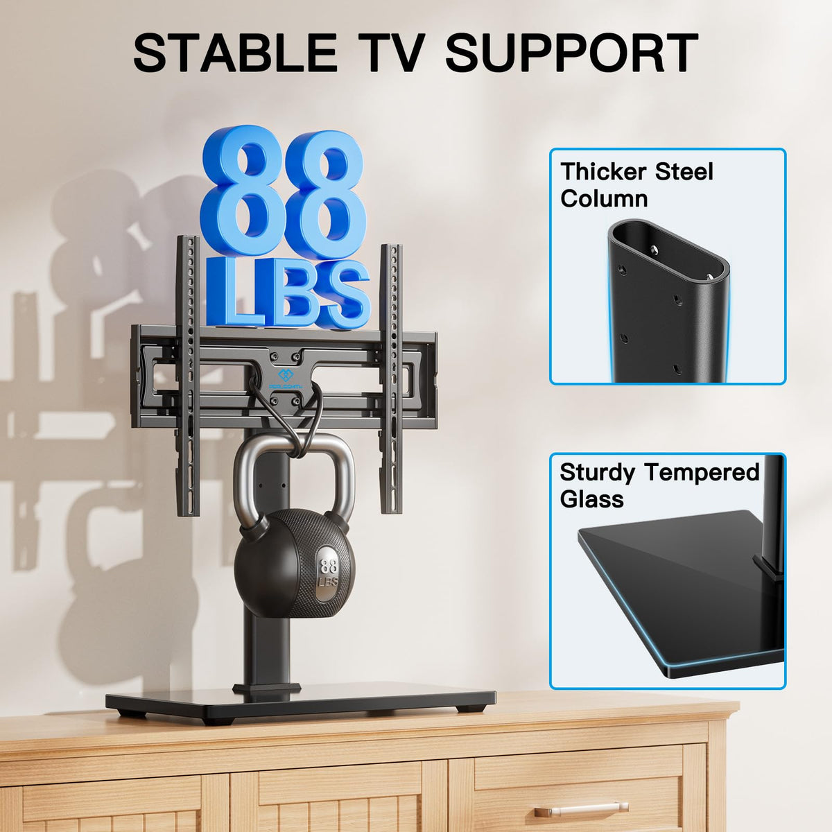 Universal Swivel Tabletop TV Stand for 32-65 in TVs, Height Adjustable