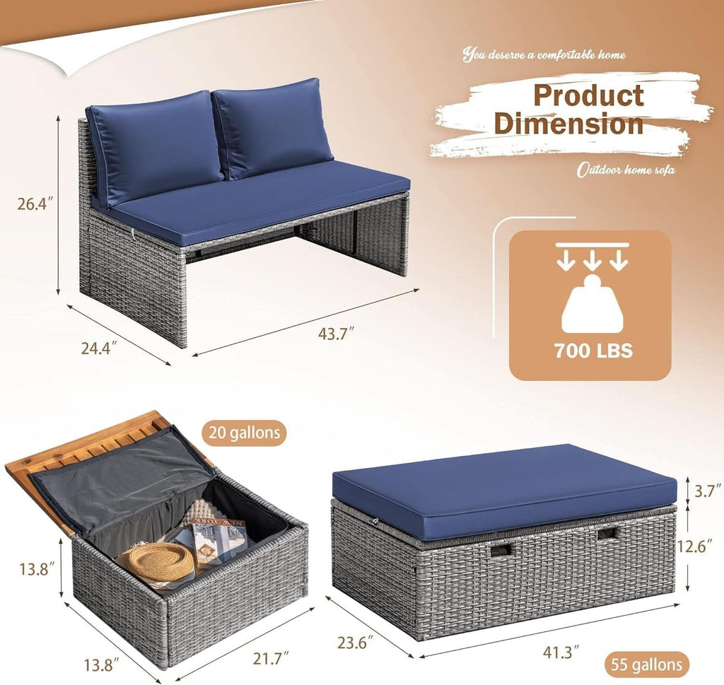 Comfortable Multifunctional Outdoor Day Bed with Side Tables-4