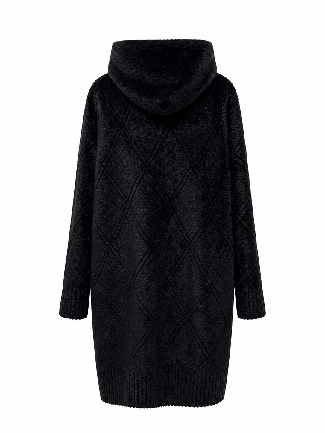 Reversible Faux Fur & Suede Coat in Black/Black