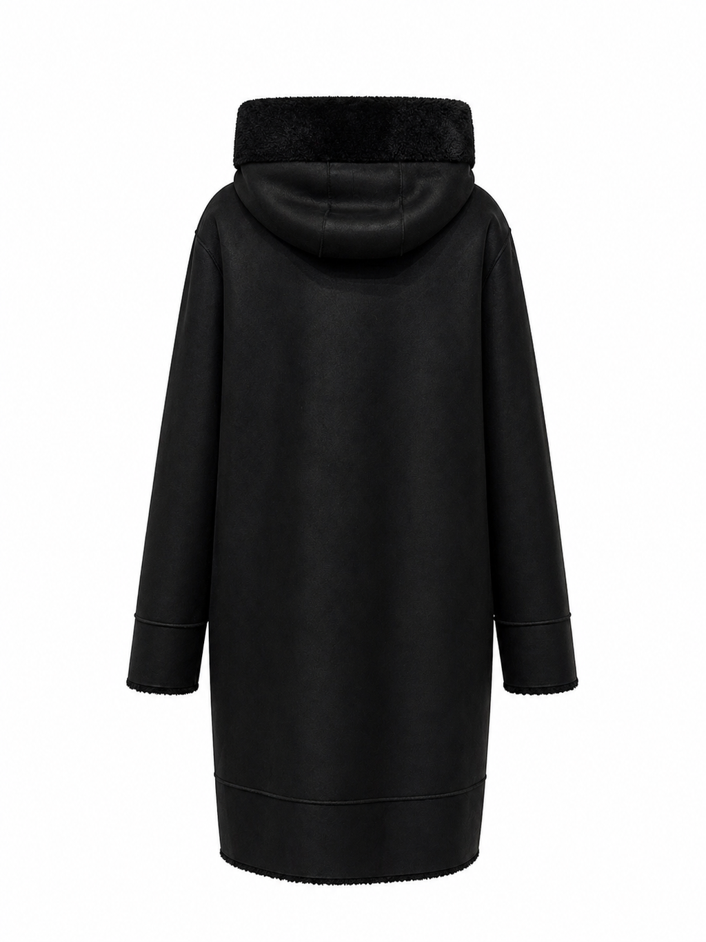 Reversible Faux Fur & Suede Coat in Black/Black