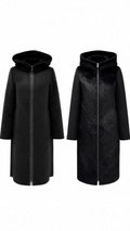 Reversible Faux Fur & Suede Hooded Coat