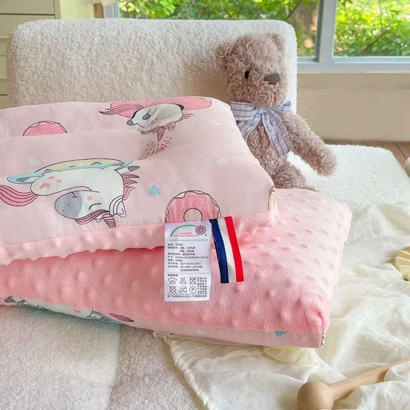 Baby Pillow 30 x 50 cm (12 x 20 in) – Soft Velvet Breathable Headrest, 100% Cotton Fill for Infants & Kids