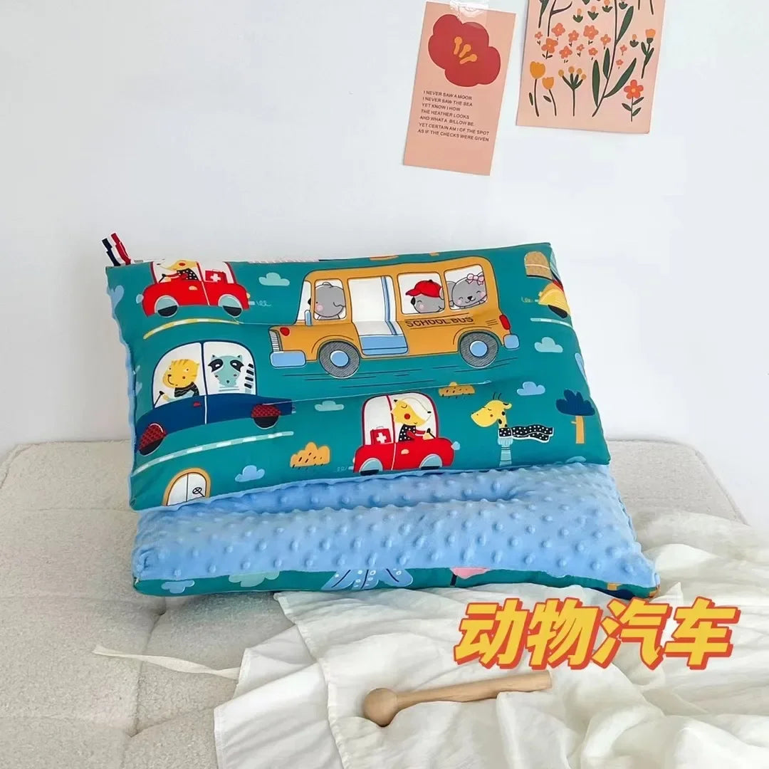 Baby Pillow 30 x 50 cm (12 x 20 in) – Soft Velvet Breathable Headrest, 100% Cotton Fill for Infants & Kids