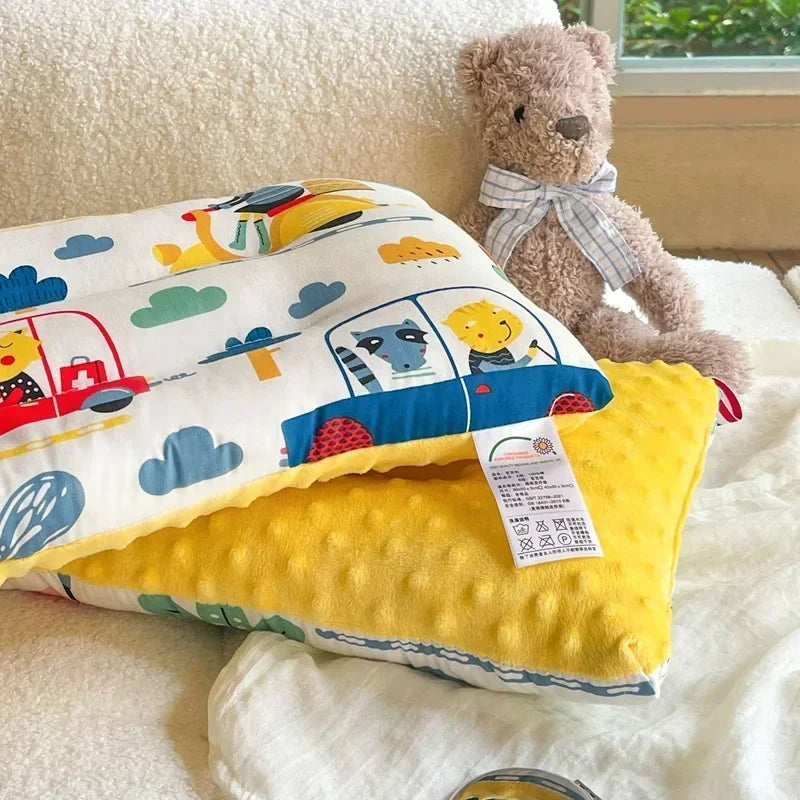 Baby Pillow 30 x 50 cm (12 x 20 in) – Soft Velvet Breathable Headrest, 100% Cotton Fill for Infants & Kids
