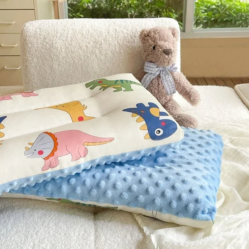 Baby Pillow 30 x 50 cm (12 x 20 in) – Soft Velvet Breathable Headrest, 100% Cotton Fill for Infants & Kids