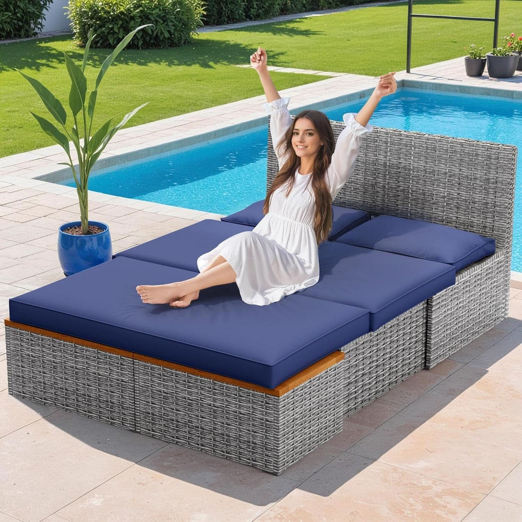 Comfortable Multifunctional Outdoor Day Bed with Side Tables-2