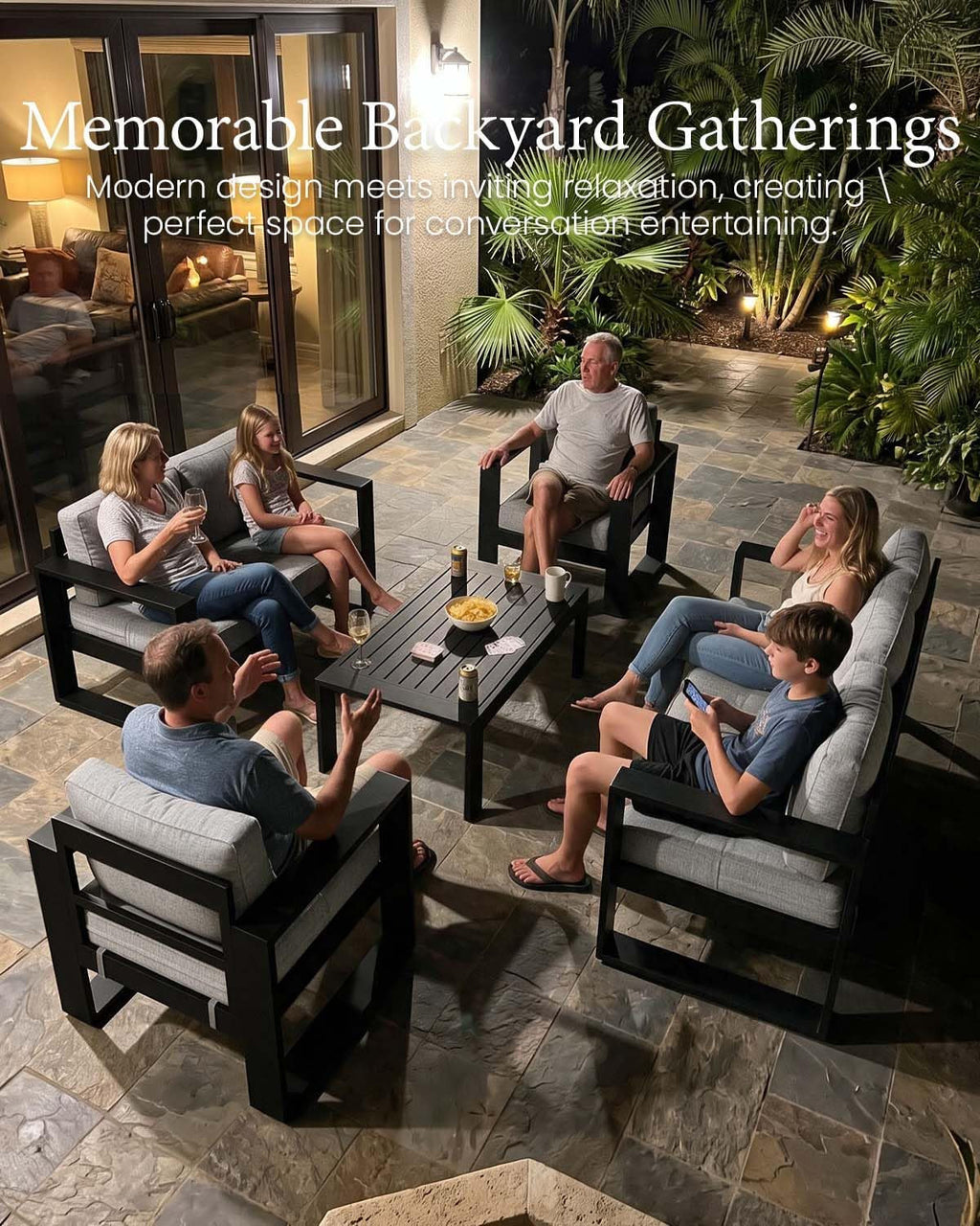 Aluminum Outdoor Conversation Furniture Fire Pit Table-1