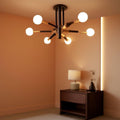 Modern Sputnik Chandelier Ceiling Light 6 Lights Black-0