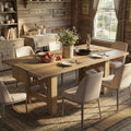 Farmhouse Dining Table With Thickened Wooden Tabletop-0