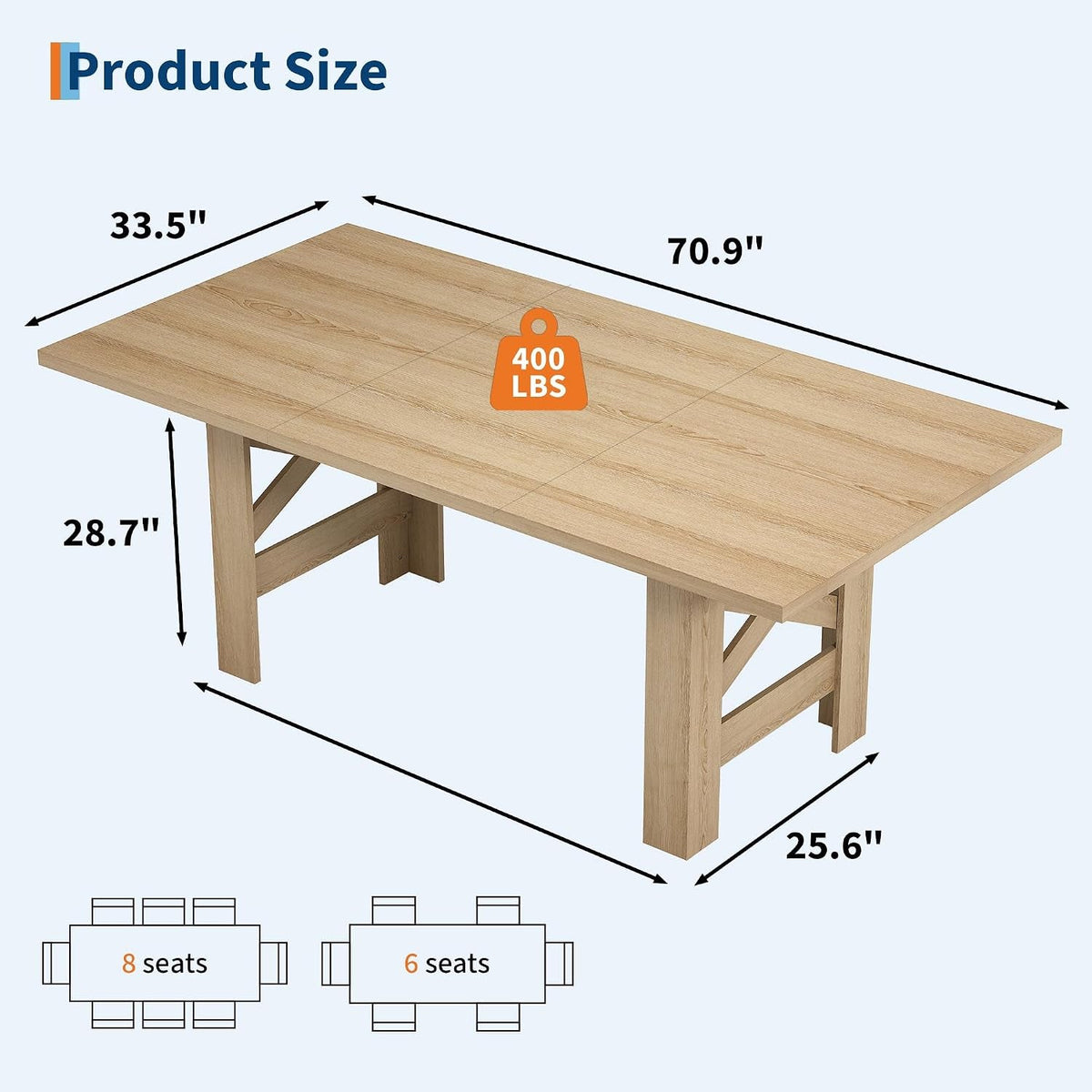 Farmhouse Dining Table With Thickened Wooden Tabletop-1