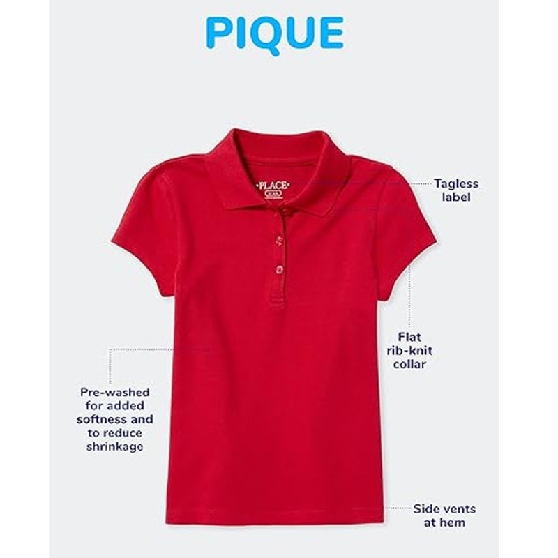 Lot of 2 The Children's Place Girls 4T Red Short Sleeve Ruffle Pique Polo Shirts