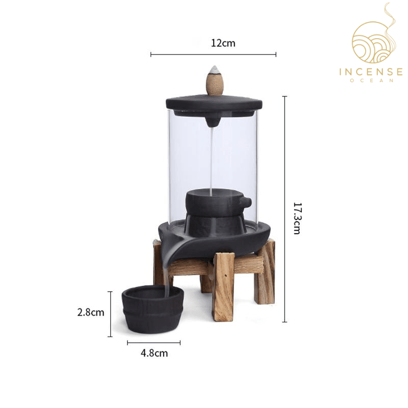 Ceramic Waterfall Incense Burner with Cover
